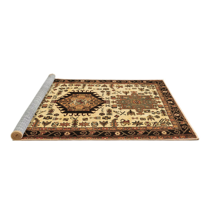 Sideview of Machine Washable Persian Brown Traditional Rug, wshtr2329brn