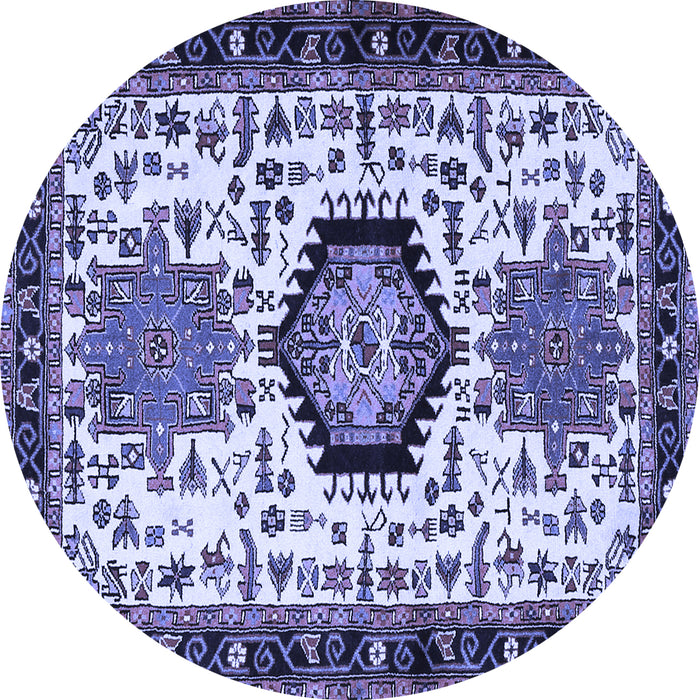 Round Machine Washable Persian Blue Traditional Rug, wshtr2329blu