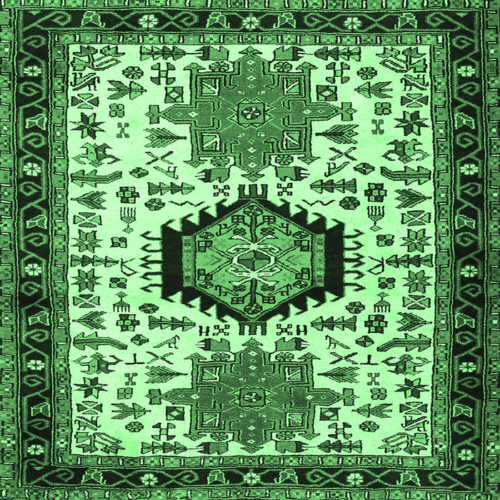 Square Machine Washable Persian Emerald Green Traditional Area Rugs, wshtr2329emgrn