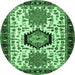 Round Persian Emerald Green Traditional Rug, tr2329emgrn