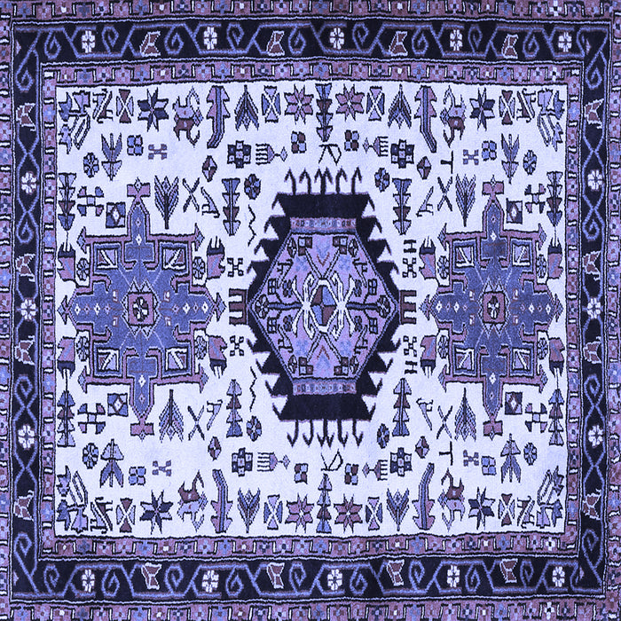 Square Machine Washable Persian Blue Traditional Rug, wshtr2329blu