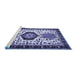 Sideview of Machine Washable Persian Blue Traditional Rug, wshtr2329blu