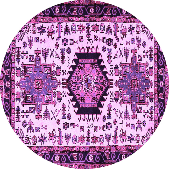 Round Machine Washable Persian Purple Traditional Area Rugs, wshtr2329pur