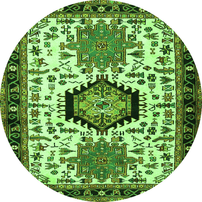 Square Persian Green Traditional Rug, tr2329grn