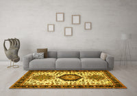 Machine Washable Persian Yellow Traditional Rug, wshtr2329yw