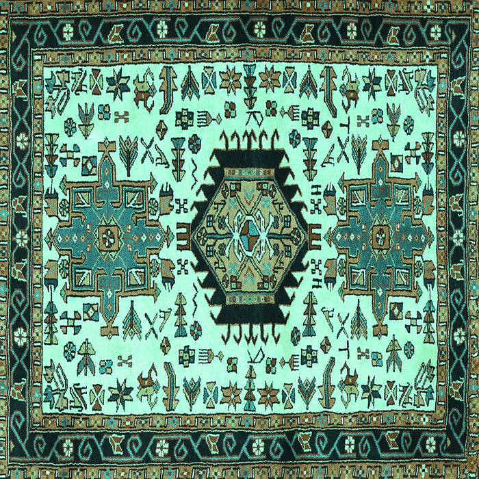Square Machine Washable Persian Turquoise Traditional Area Rugs, wshtr2329turq