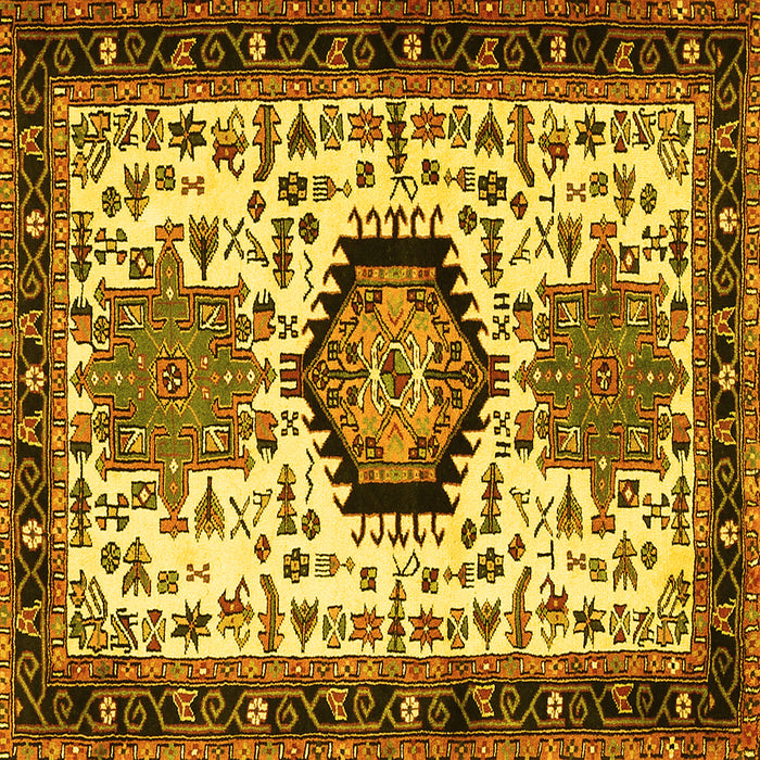 Square Machine Washable Persian Yellow Traditional Rug, wshtr2329yw