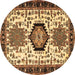 Round Persian Brown Traditional Rug, tr2329brn