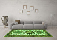 Machine Washable Persian Green Traditional Rug, wshtr2329grn