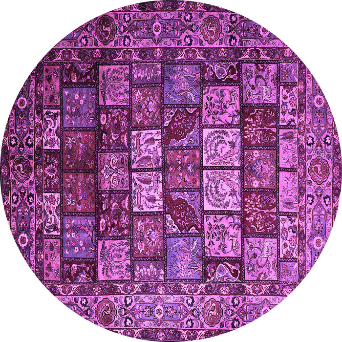 Round Machine Washable Persian Purple Traditional Area Rugs, wshtr232pur