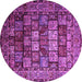 Round Machine Washable Persian Purple Traditional Area Rugs, wshtr232pur