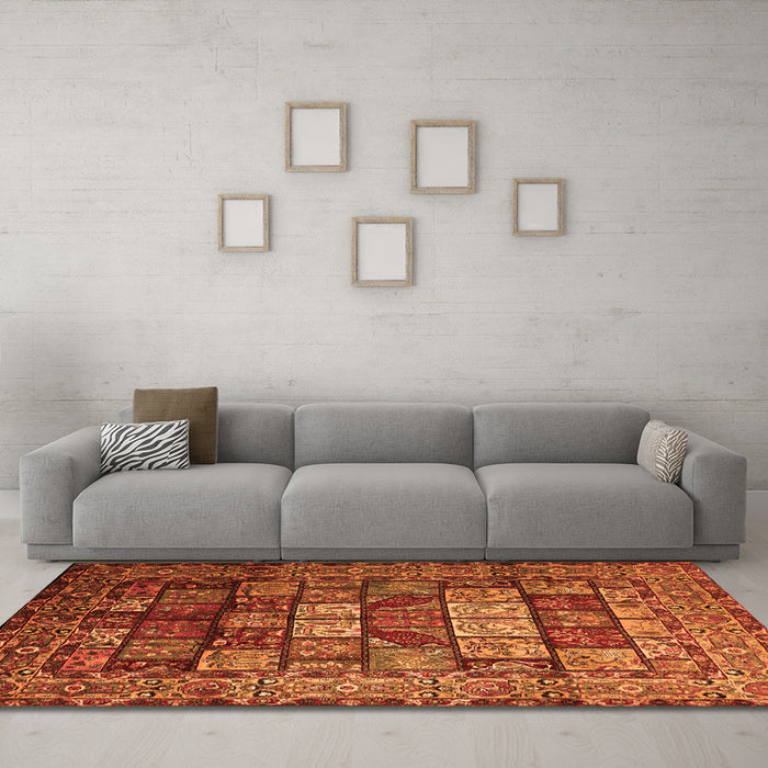 Machine Washable Persian Orange Traditional Area Rugs in a Living Room, wshtr232org