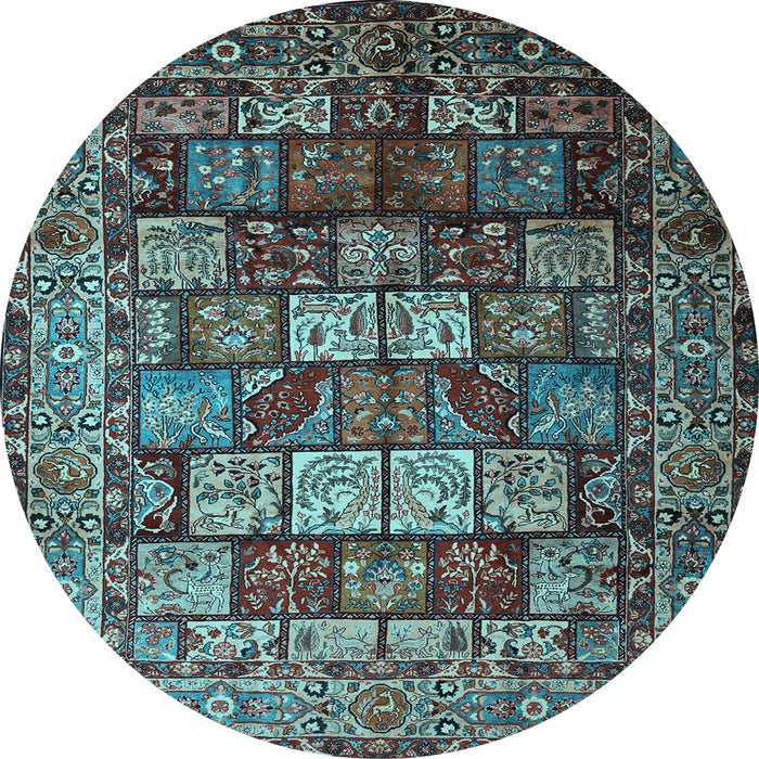 Round Machine Washable Persian Light Blue Traditional Rug, wshtr232lblu