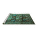 Sideview of Machine Washable Persian Turquoise Traditional Area Rugs, wshtr232turq