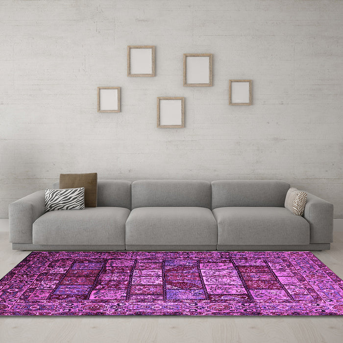 Machine Washable Persian Purple Traditional Area Rugs in a Living Room, wshtr232pur
