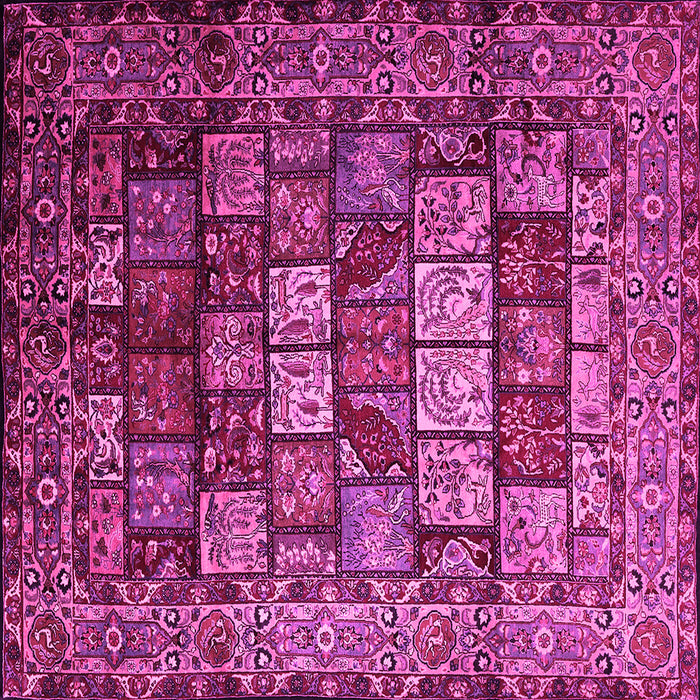 Square Machine Washable Persian Pink Traditional Rug, wshtr232pnk