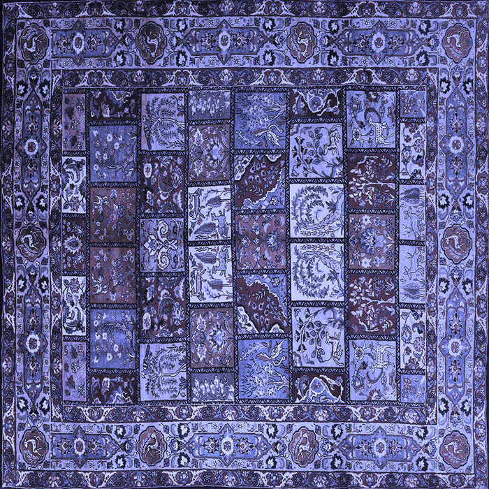 Square Machine Washable Persian Blue Traditional Rug, wshtr232blu
