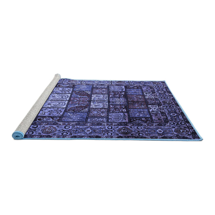 Sideview of Machine Washable Persian Blue Traditional Rug, wshtr232blu
