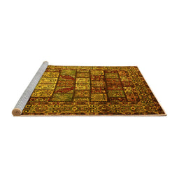 Sideview of Machine Washable Persian Yellow Traditional Rug, wshtr232yw