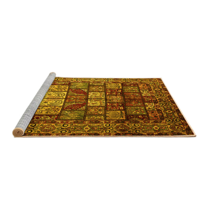 Sideview of Machine Washable Persian Yellow Traditional Rug, wshtr232yw
