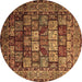 Round Machine Washable Persian Brown Traditional Rug, wshtr232brn