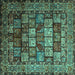 Square Machine Washable Persian Turquoise Traditional Area Rugs, wshtr232turq