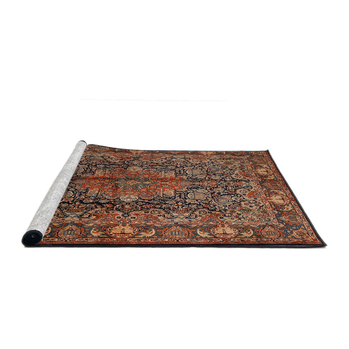 Sideview of Machine Washable Traditional Vermilion Red Rug, wshtr233