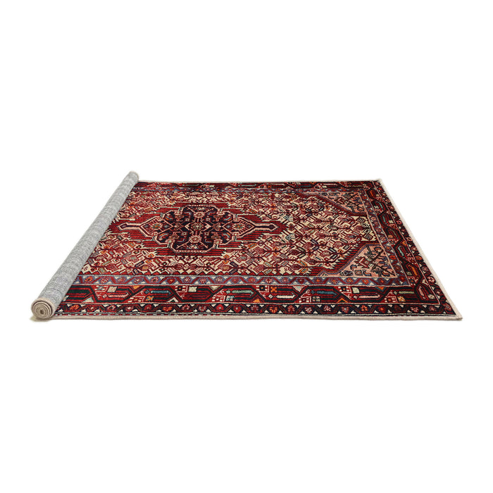 Sideview of Machine Washable Traditional Orange Salmon Pink Rug, wshtr2330
