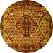 Round Persian Yellow Traditional Rug, tr2330yw