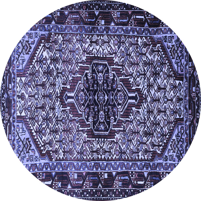 Round Machine Washable Persian Blue Traditional Rug, wshtr2330blu