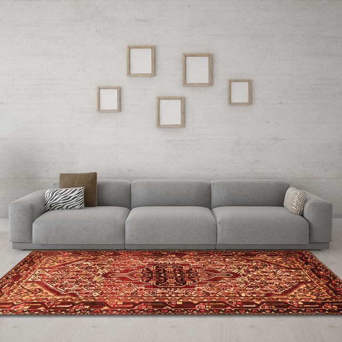 Machine Washable Persian Orange Traditional Area Rugs in a Living Room, wshtr2330org