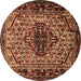 Round Machine Washable Persian Brown Traditional Rug, wshtr2330brn