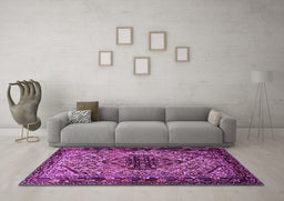 Machine Washable Persian Purple Traditional Area Rugs in a Living Room, wshtr2330pur