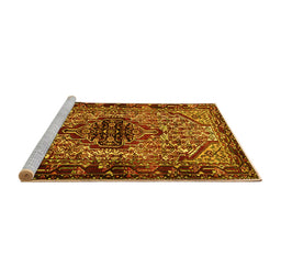 Sideview of Machine Washable Persian Yellow Traditional Rug, wshtr2330yw