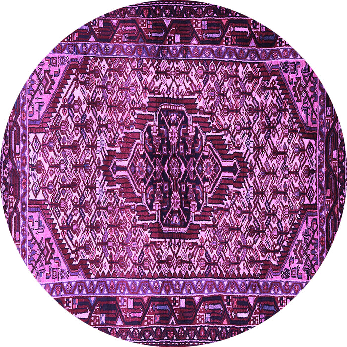 Round Machine Washable Persian Purple Traditional Area Rugs, wshtr2330pur
