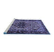 Sideview of Machine Washable Persian Blue Traditional Rug, wshtr2330blu