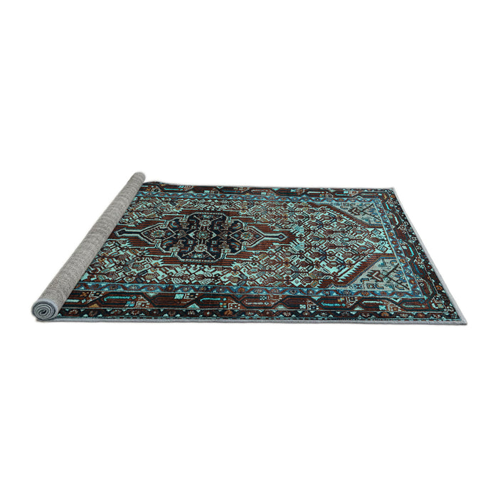 Sideview of Machine Washable Persian Light Blue Traditional Rug, wshtr2330lblu