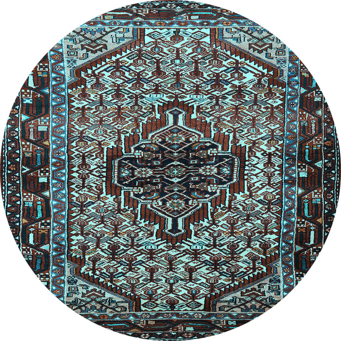 Round Machine Washable Persian Light Blue Traditional Rug, wshtr2330lblu