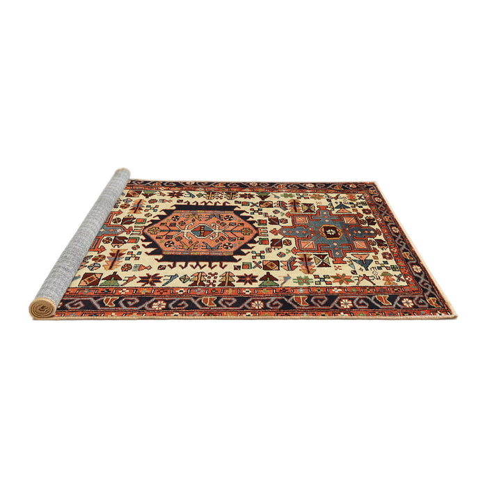 Sideview of Machine Washable Traditional Saffron Red Rug, wshtr2331