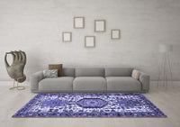 Machine Washable Persian Blue Traditional Rug, wshtr2331blu