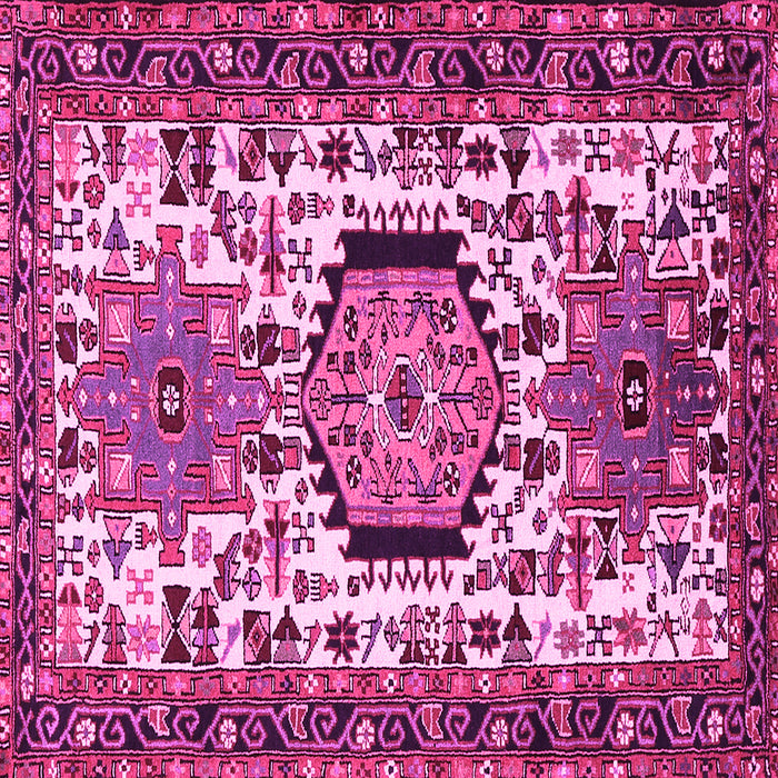Square Machine Washable Persian Pink Traditional Rug, wshtr2331pnk