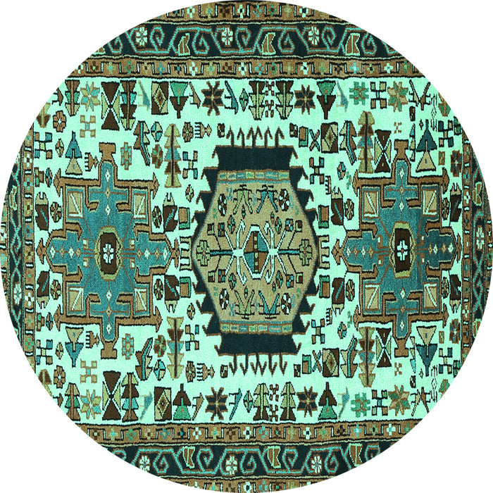 Round Persian Turquoise Traditional Rug, tr2331turq