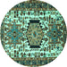 Round Persian Turquoise Traditional Rug, tr2331turq