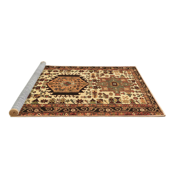 Sideview of Machine Washable Persian Brown Traditional Rug, wshtr2331brn