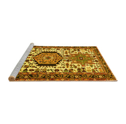 Sideview of Machine Washable Persian Yellow Traditional Rug, wshtr2331yw