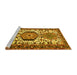 Sideview of Machine Washable Persian Yellow Traditional Rug, wshtr2331yw