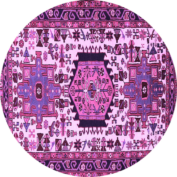 Round Machine Washable Persian Purple Traditional Area Rugs, wshtr2331pur