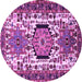 Round Machine Washable Persian Purple Traditional Area Rugs, wshtr2331pur