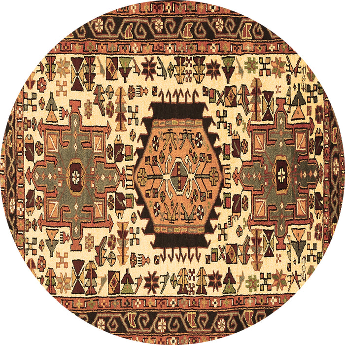 Round Persian Brown Traditional Rug, tr2331brn