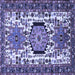 Square Machine Washable Persian Blue Traditional Rug, wshtr2331blu